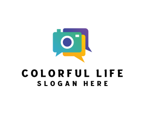 Colorful Camera Chat logo design