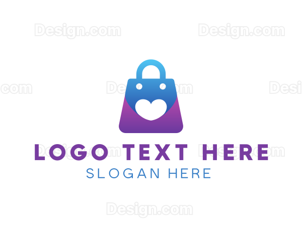 Heart Shopping Bag Ecommerce Logo