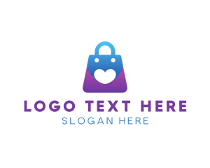 Heart Shopping Bag Ecommerce Logo