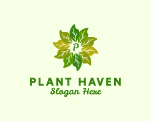 Plant Leaves Organic Farming logo design