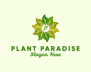 Plant Leaves Organic Farming logo design