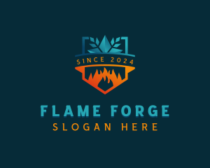 HVAC Flaming Ice logo design