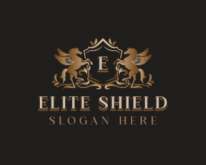 Luxury Shield Pegasus logo design