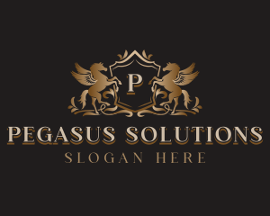 Luxury Shield Pegasus logo design