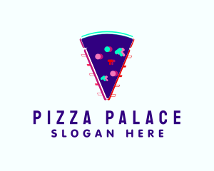 Glitch Pizza Slice  logo design