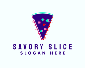 Glitch Pizza Slice  logo design