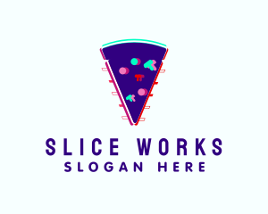 Glitch Pizza Slice  logo design