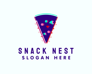 Glitch Pizza Slice  logo design