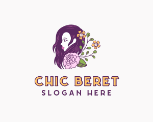 Woman Floral Hair logo design