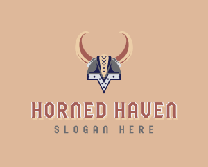 Viking Helmet Horns logo design