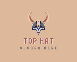 Viking Helmet Horns logo design