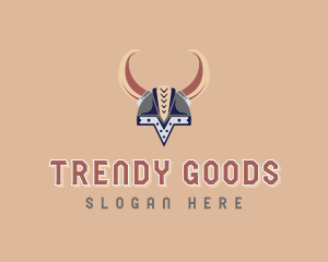 Viking Helmet Horns logo design