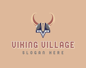 Viking Helmet Horns logo design