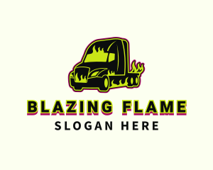 Flaming Trailer Truck logo design