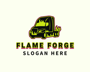 Flaming Trailer Truck logo design