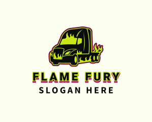 Flaming Trailer Truck logo design