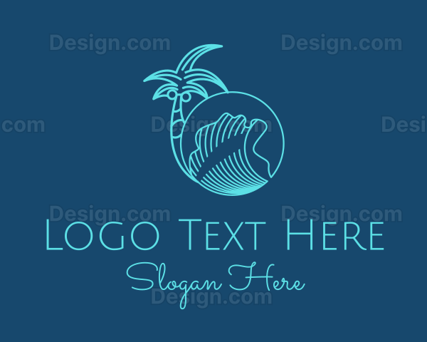 Palm Tree Water Waves Logo