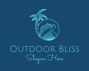 Palm Tree Water Waves  logo design