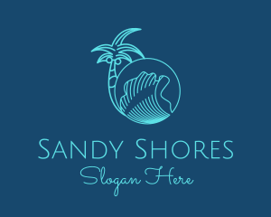 Palm Tree Water Waves  logo design