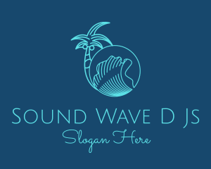 Palm Tree Water Waves  logo design