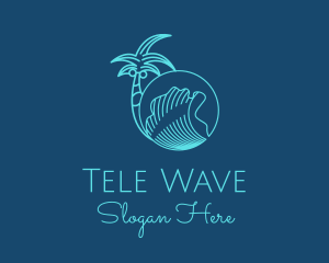 Palm Tree Water Waves  logo design