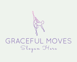 Monoline Ballerina Dance logo design