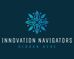 Snowflake Compass Navigator logo design