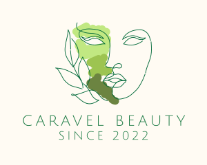 Monoline Green Beauty Face logo design