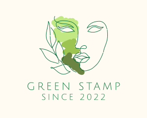 Monoline Green Beauty Face logo design