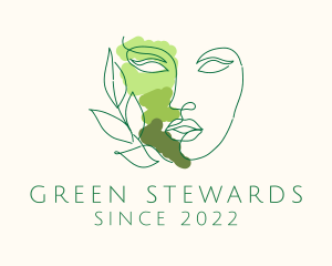 Monoline Green Beauty Face logo design