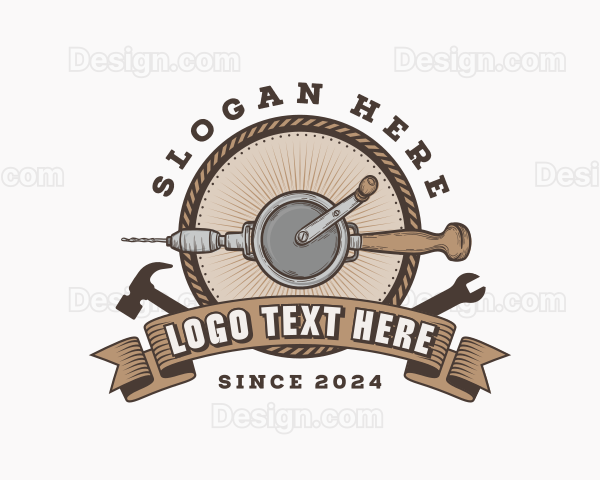 Vintage Hand Drill Tool Logo