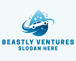 Clean Car Wash Droplet  Logo