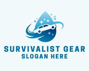 Clean Car Wash Droplet  Logo