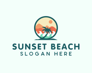 Palm Tree Beach logo design