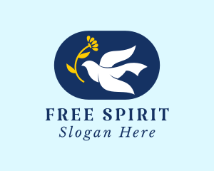 Spiritual Flower Dove Bird logo design