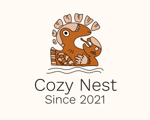 Mayan Bird Nest Symbol logo