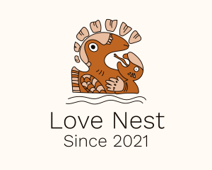 Mayan Bird Nest Symbol logo design