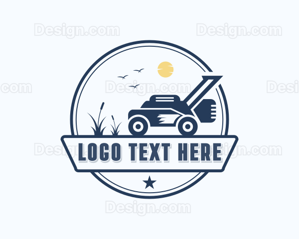 Lawn Mower Grass Cutting Logo