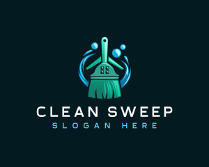 Cleaning Broom Wash logo design