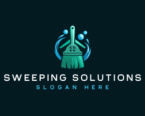 Cleaning Broom Wash logo design