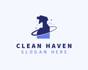 Housekeeper Spray Bottle Cleaning logo design