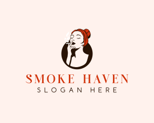 Girl Smoking Cigarette logo design