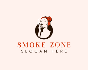 Girl Smoking Cigarette logo design