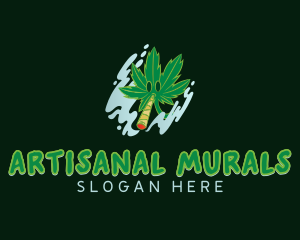 Smoking Cannabis Leaf logo design