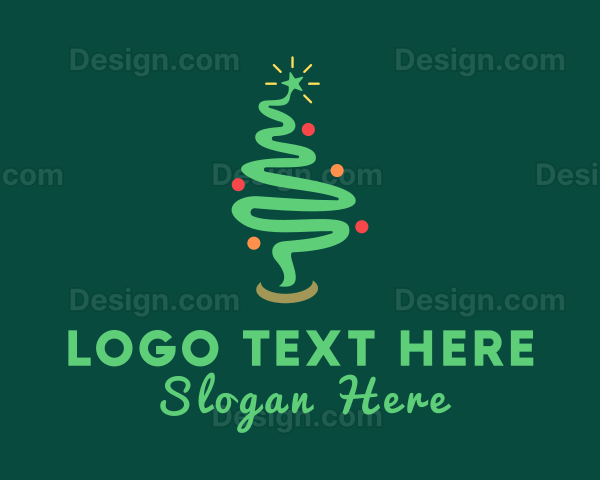 Christmas Tree Ribbon Swirl Logo