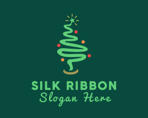 Christmas Tree Ribbon Swirl logo design