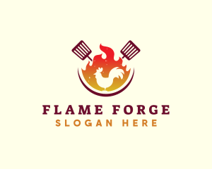 Flame Chicken Barbecue logo design