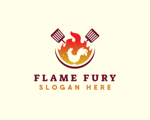 Flame Chicken Barbecue logo design