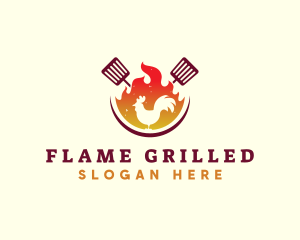 Flame Chicken Barbecue logo design