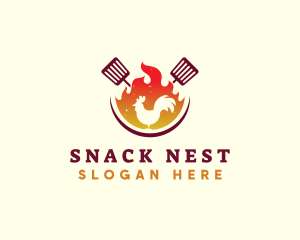 Flame Chicken Barbecue logo design